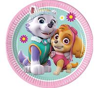 Procos 93492 - Platos de fiesta de la Patrulla Canina Skye y Everest, tamaño 20 cm, 8 unidades, desechables de papel, para cumpleaños infantil, vajilla de fiesta, FSC® Mix