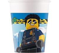 Procos 93511 - Tazas de fiesta Lego City, capacidad máxima de 200 ml, 8 unidades, vasos desechables de papel, cumpleaños infantiles, vajilla de fiesta, FSC® Mix