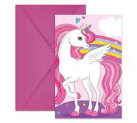 Procos 93766 - Invitaciones Unicorn Rainbow Colors, FSC, 6 Unidades con sobre, cumpleaños, Fiesta temática, Multicolor
