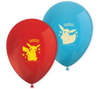 Procos 98396 Ballonnen Pokemon, 8 stuks, diameter 21 cm, bedrukt, rood, blauw, l
