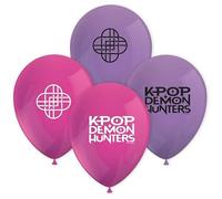 Procos 98651 K-Pop Demon Hunters - Globos de látex, 8 unidades, diámetro 21 cm, impresos, rosa, morado, globos de látex, decoración de cumpleaños
