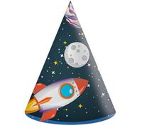 Procos - Casquillos cónicos para fiesta de cohete astronauta Rocket Space de papel FSC, 6 unidades, multicolor, PR93738
