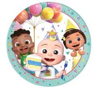 Procos Cocomelon FSC® Mix - Juego de 8 platos desechables de papel para fiestas de cumpleaños infantiles, tamaño 23 cm