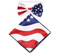 PROCOS Corbata de bandera estadounidense para hombre, pajarita con estrellas cuadradas, corbata patriótica para el Día de la Independencia de Estados Unidos, Arco + cuadrado, talla única