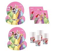 Procos - Decoración de cumpleaños Disney Princess Create Your World, 52 piezas, platos de cartón, vasos y servilletas para fiestas de cumpleaños infantiles, vajilla para fiestas