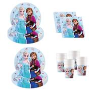 Procos - Decoración de cumpleaños Frozen Idyllic Wonder, 52 piezas, platos de cartón, vasos y servilletas para fiestas infantiles, vajilla de fiesta