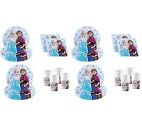 Procos - Decoración de cumpleaños Frozen Idyllic Wonder, 52 piezas, platos de cartón, vasos y servilletas para fiestas infantiles, vajilla de fiesta (Paquete de 2)