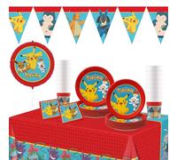 Procos - Decoración de cumpleaños Pokémon, 67 piezas, para cumpleaños infantiles con vajilla desechable y decoración para fiestas