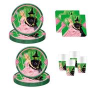 Procos - Decoración de cumpleaños Wicked, 52 piezas, platos, vasos y servilletas de cartón para fiestas infantiles, vajilla de fiesta