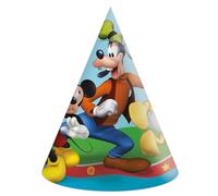 Procos- Disney Mickey Rock The House-Juego de 6 Gorros de Papel FSC, diseño de Cono, Multicolor (93940)