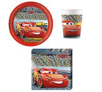 Procos DY10273864 - Cars Party Set Pequeño, platos, servilletas y vasos, decoración de mesa, decoración de cumpleaños