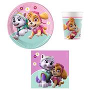Procos DY10273867 - Paw Patrol Skye & Everest Party Set Pequeño, platos, vasos y servilletas, decoración de mesa, decoración de cumpleaños