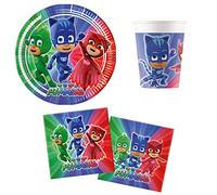Procos DY10273868 - PJ Masks Party Set Pequeño, platos, vasos y servilletas, decoración de mesa, decoración de cumpleaños