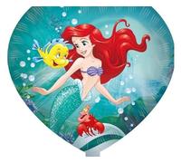 Procos Globo de aluminio inflable Ariel Sirenita Disney Princesa corazón diámetro aprox. 46 cm, helio, aire, globo, cumpleaños, regalo