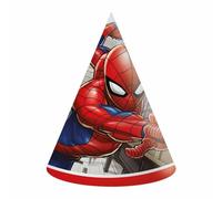 Procos- Juego de 6 Gorras de Cono de Marvel Spider-Man Crime Fighter de Papel FSC, Multicolor, One Size (93952)