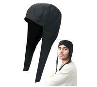 PROCOS Gorro medieval de lino con orejeras, accesorio victoriano para cosplay (negro)