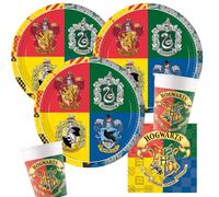 Procos Harry Potter Hogwarts Houses - Juego de 36 platos de papel, vasos de papel, servilletas para cumpleaños infantiles