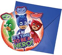 Procos - Invitaciones moldeadas Super Pigiamini-PJ Masks, multicolor, 5PR88635