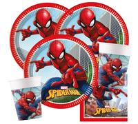 Procos Juego de 36 platos de papel para fiesta de Spiderman, vasos de papel, servilletas de cumpleaños infantiles