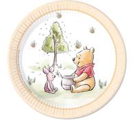 Procos - Juego de 8 platos de fiesta de Winnie the Pooh (23 cm, de cartón, decoración de cumpleaños infantiles, platos de cartón para niños