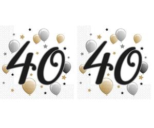 Procos- Mileston 40 Napkins, Color Plateado, Dorado, Mittel (10232060) (Paquete de 2)