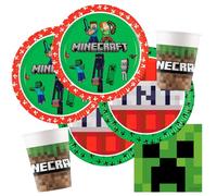 Procos Minecraft - Juego de 36 platos de papel, vasos de papel, servilletas para cumpleaños infantiles