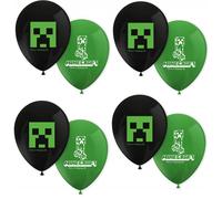 Procos Minecraft Pack de 8 Globos de Fiesta de 21 cm de diαmetro, Globos de lαtex Impresos en Verde y Negro, decoraciσn de cumpleaρos