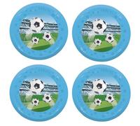 Procos - Plato de fútbol de plástico, 4 piezas, reutilizable, vajilla de fiesta para cumpleaños o fiesta temática