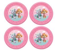 Procos - Plato de plástico Paw Patrol Skye y Everest, 4 piezas, reutilizable, vajilla de fiesta para cumpleaños o fiesta temática, héroes en 4 patas
