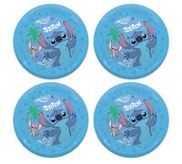 Procos - Plato de plástico Stitch y Angel, 4 piezas, reutilizable, vajilla de fiesta para cumpleaños o fiesta temática