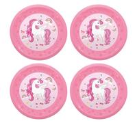 Procos - Plato de plástico unicornio, 4 piezas, reutilizable, vajilla de fiesta para cumpleaños o fiesta temática, unicornio