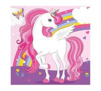 Juego de 20 servilletas con diseño de unicornio y arcoíris - 33 x 33 cm