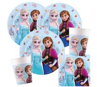 Procos Set de fiesta de Frozen Idyllic Wonder, 36 piezas, platos de papel, vasos de papel, servilletas para cumpleaños infantiles, Anna, Elsa