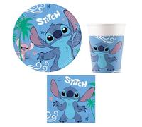 Procos - Set de fiesta Stitch and Angel, vajilla de fiesta de 52 piezas para fiestas de cumpleaños infantiles o fiestas temáticas, decoración de mesa
