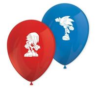 Procos Sonic The Hedgehog - Globos de látex, 8 unidades, diámetro de 21 cm, impresos, rojo y azul, globos de látex, cumpleaños, decoración