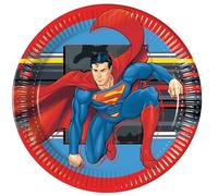 Procos Superman - Platos de fiesta de tamaño 23 cm, paquete de 8 platos desechables de papel para fiestas de cumpleaños infantiles, vajilla FSC Mix
