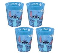 Procos - Vaso de plástico Stitch y Angel, 4 piezas, reutilizable, vajilla de fiesta para cumpleaños o fiesta temática
