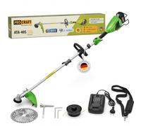 Procraft ATA-40S - Desbrozadora con batería (40 V, 420 mm, sin escobillas, 1 batería de 4,0 Ah, cargador)