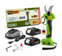 Procraft ES28Li - Tijeras de podar (20 V, 25 mm, 2 baterías de 2,0 Ah, cargador)