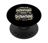 Procrastinación Imparable Distractable Auto Irónico TDAH PopSockets PopGrip Adhesivo