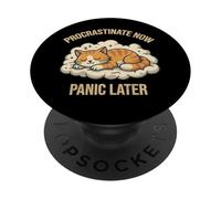 Procrastinate Ahora, entra en pánico más Tarde, Gato durmiendo, Gracioso Gatito PopSockets PopGrip Adhesivo