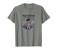 Procrastination is My Superpower Funny Superhero Camiseta, Hombre, Verde Militar Jaspeado, XXL