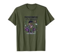 Procrastination is My Superpower Funny Superhero Camiseta, Hombre, Verde Oliva, S
