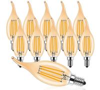 ProCrus Bombilla LED Regulables E14 4W,C35 forma de Vela Vintage para Lámpara de Araña,Bombilla LED Filamento,2700K Blanca Cálida,Reemplaza 40W,400lm,Regulable,ámbar,Paquete de 10,Clase Energética F