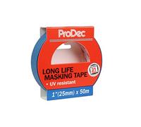 ProDec 1 pulgada x 50 m Cinta de pintor de larga duración resistente al calor y a los rayos UV para superficies múltiples, proporciona líneas de pintura nítidas para pintar y decorar en interiores