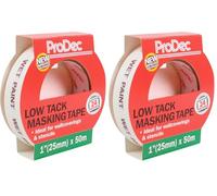 ProDec 1" x 50m Cinta de pintor de baja adherencia para superficies delicadas, proporciona líneas de pintura nítidas para pintar y decorar interiores, compatible con todas las pinturas (Paquete de 2)