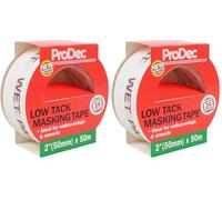 ProDec 2 pulgadas x 50m Cinta de enmascarar de pintor de baja adhesión para superficies delicadas, proporciona líneas de pintura definidas para pintar y decorar interiores (Paquete de 2)