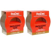 ProDec 2" x 50m Cinta de embalaje marrón para paquetes y cajas, Cinta de embalaje resistente para paquetes, Cintas para embalar cajas y mudanzas (Paquete de 2)
