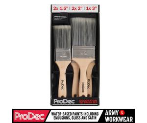 ProDec 5pc Trade Calidad Pintor Sintético Trade Set de Brochas 3.8cm,5.1cm,7.6cm