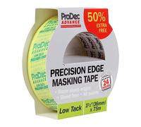 ProDec Advance 36mm (1.5 inch) x 50m + 50% GRATIS Cinta de enmascarar multi-superficie con bordes de precisión y baja adhesión, líneas nítidas sin pérdida de pintura, decoración de interiores